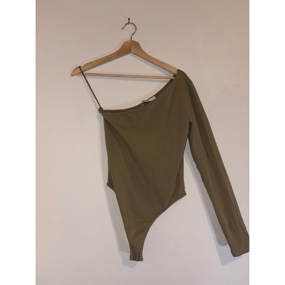 NA-KD Green One Sleeved Green Bodysuit - Size Small